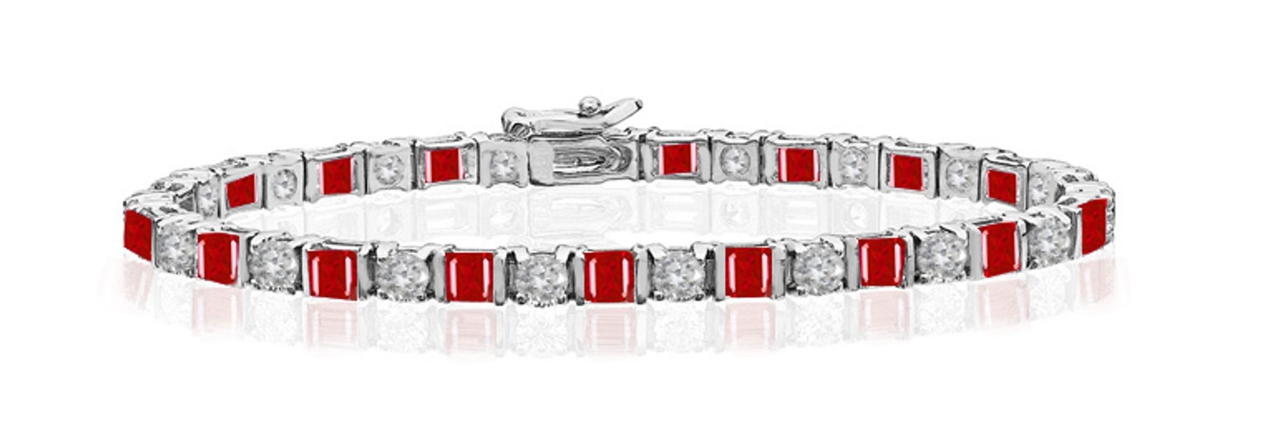 Premier Designer Colored Gemstone Jewelry Collection: New Ruby & Diamond Interlocking Bracelet and Necklace