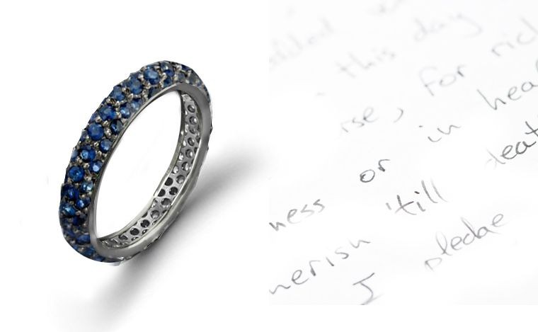 Diamond & Sapphire Wedding Ring In Stock in Platinum