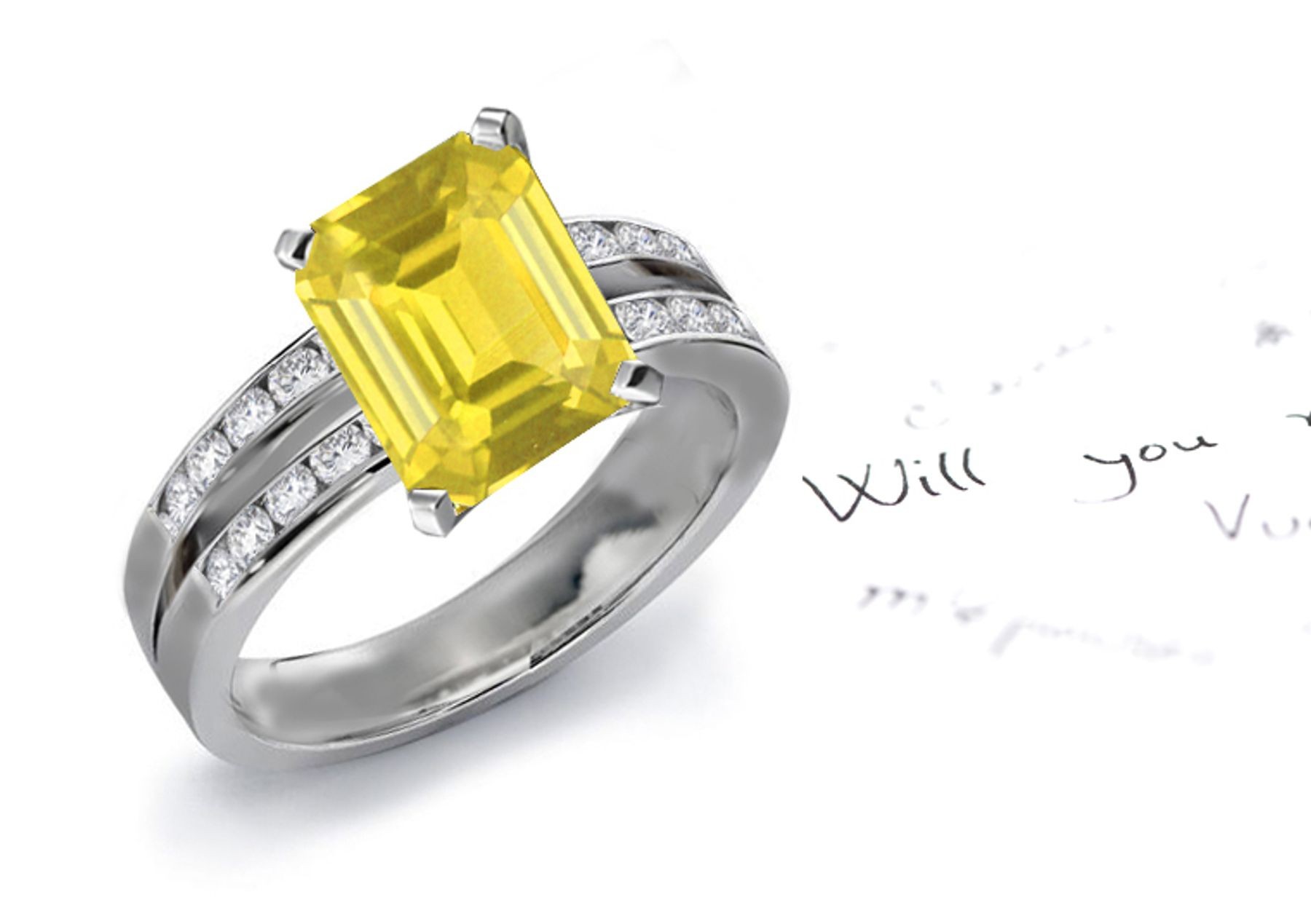 A Fascinating Yellow Sapphire & Diamond Engagement Ring 