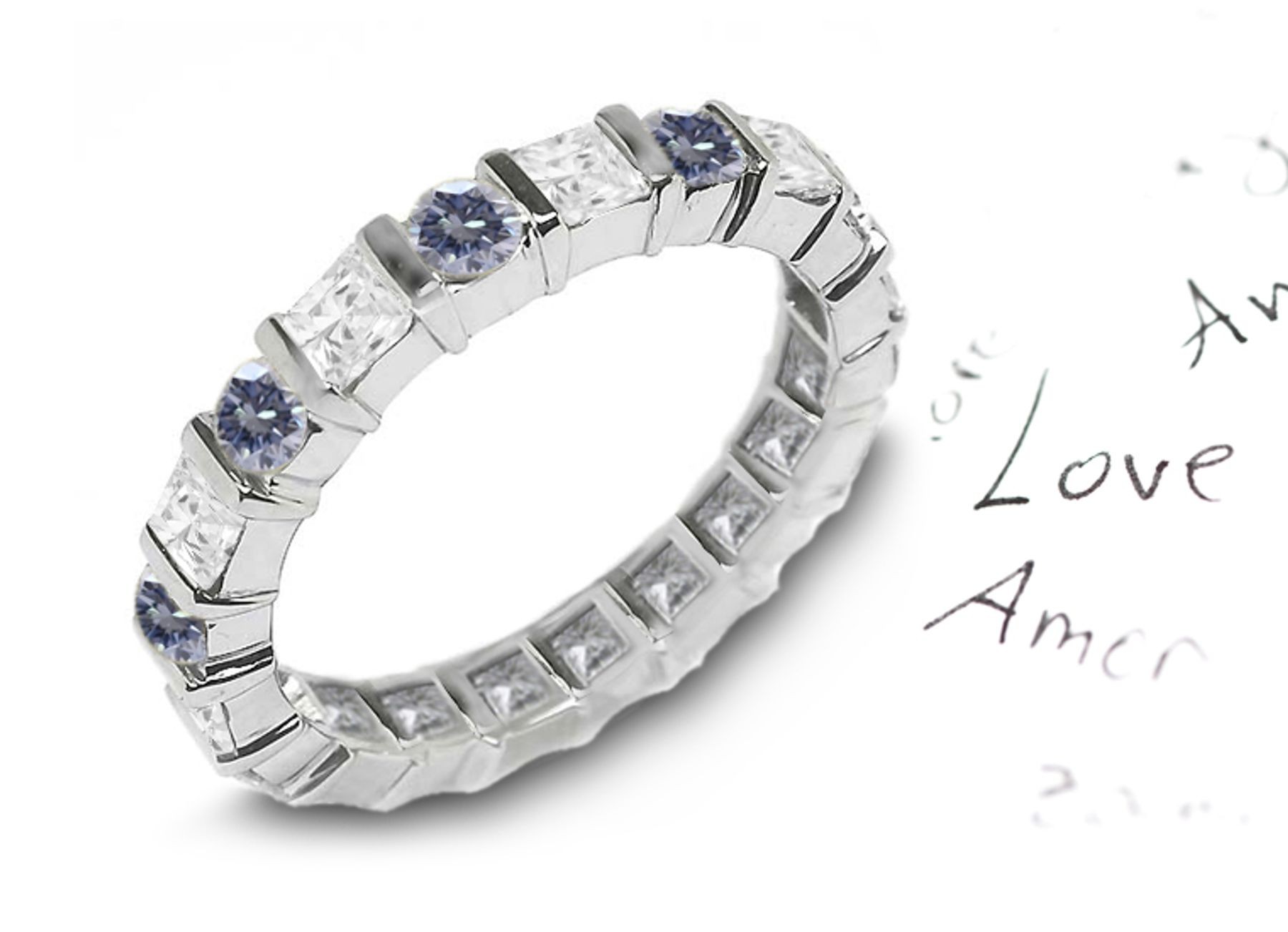 Premier Colored Diamonds Designer Collection - Voilet Colored Diamonds & White Diamonds Fancy Voilet Diamond Eternity Rings