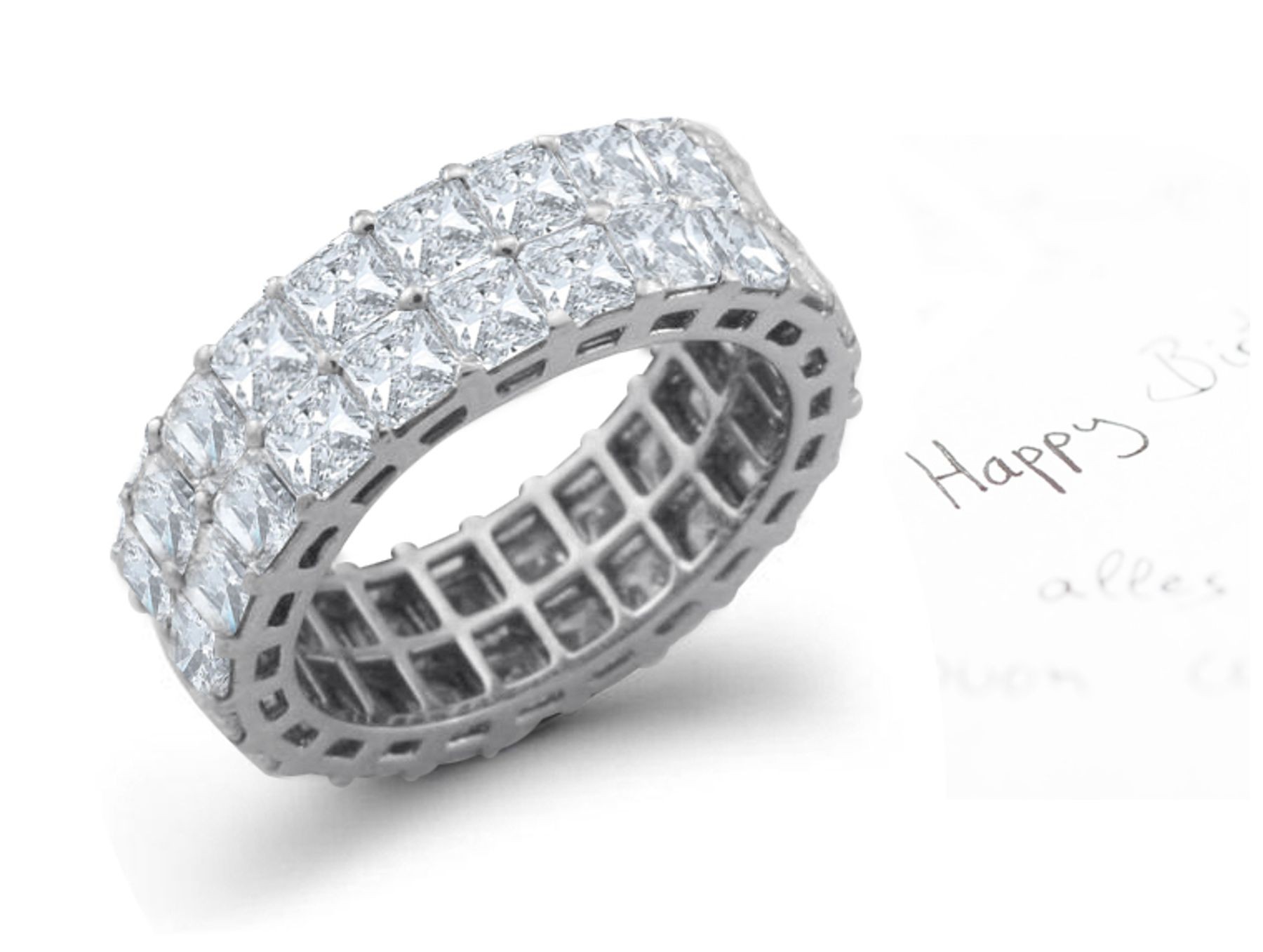 Fascination: Enchant Your Love With Gold Two Row Princess Cut Eternity Diamond Ring in Platinum