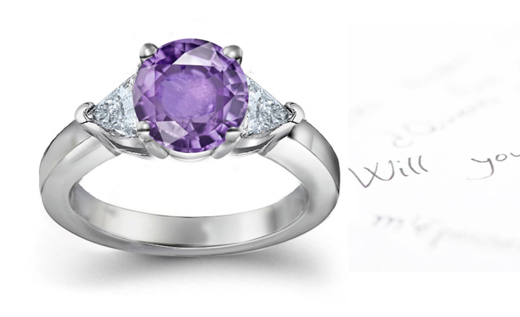 Designer Very Popular Purple Sapphire Diamond Engagement Ring