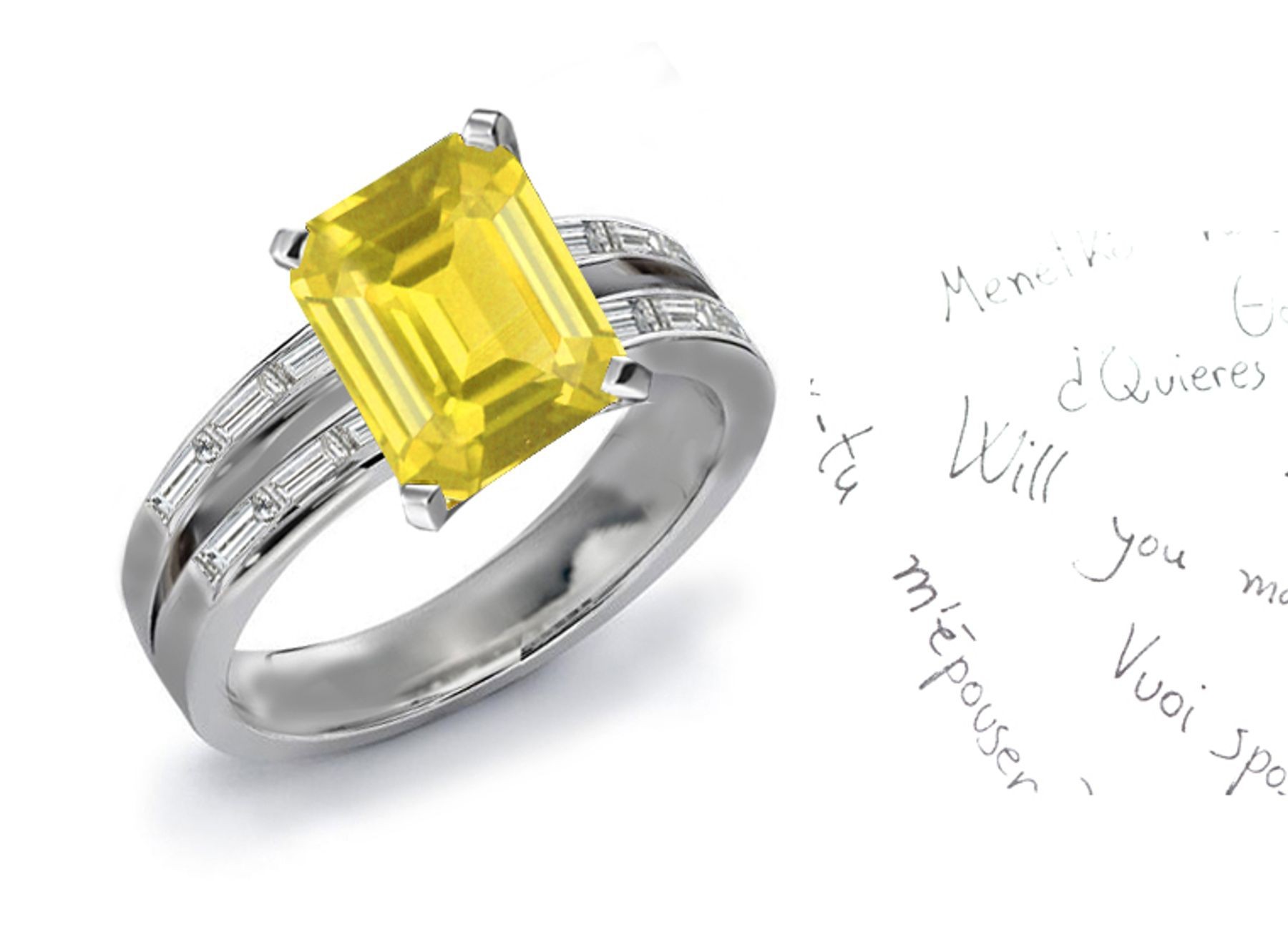 Breathtaking Yellow Sapphire & Diamond Engagement Ring 