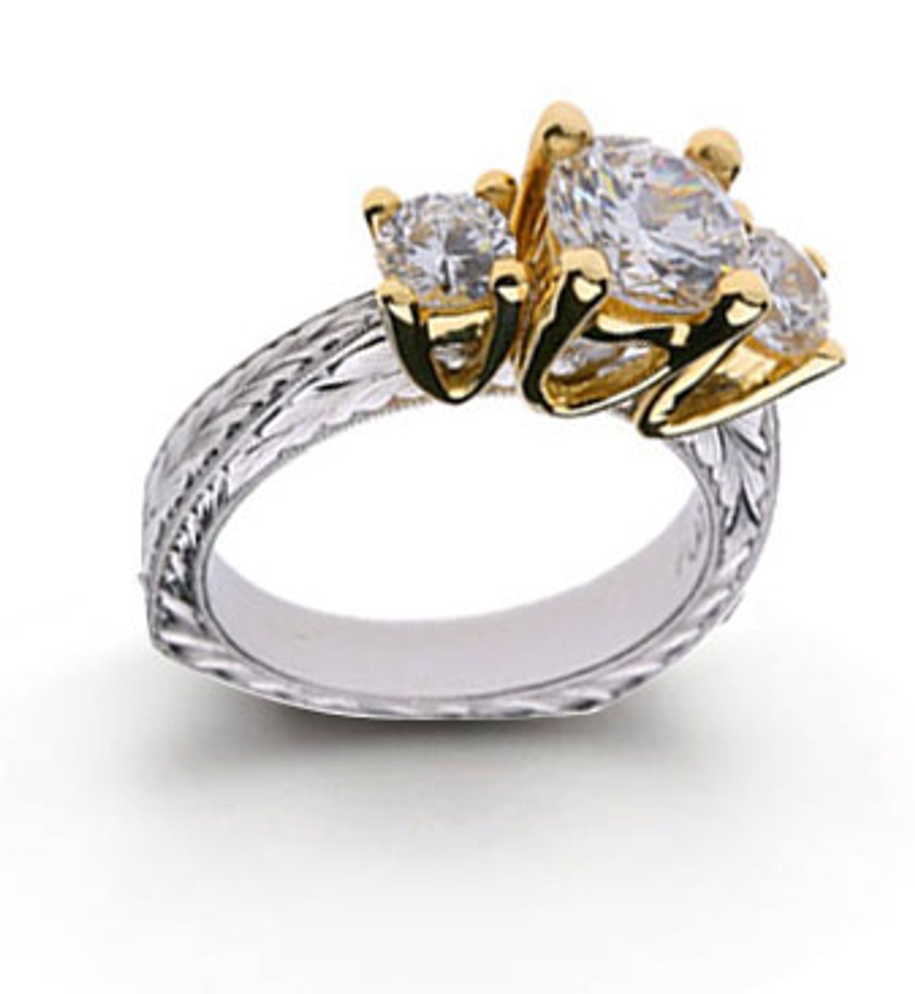 Platinum 14K White Yellow Gold Hand Engraved Filigree. View Engagement Setting