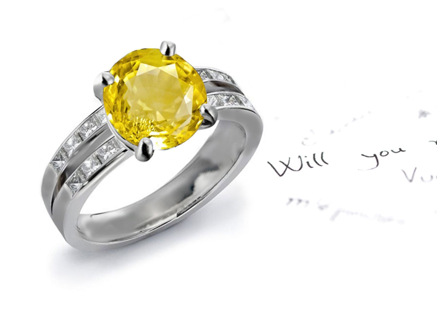A Splendid: Yellow Sapphire & Diamond Engagement Ring