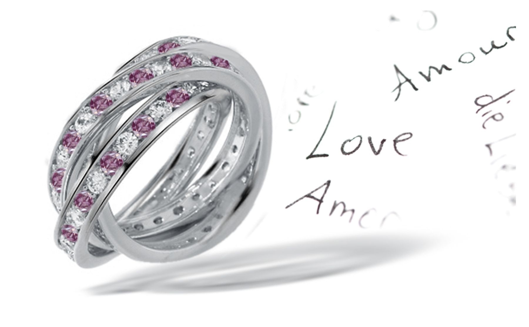 Premier Colored Diamonds Designer Collection - Pink Colored Diamonds & White Diamonds Fancy Pink Diamond Eternity Rings