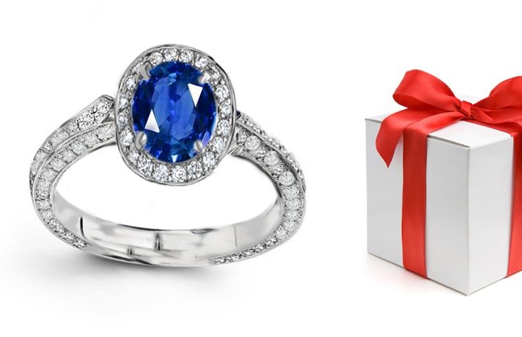Art Deco Diamond & Sapphire Engagement Ring Size 3 to 9