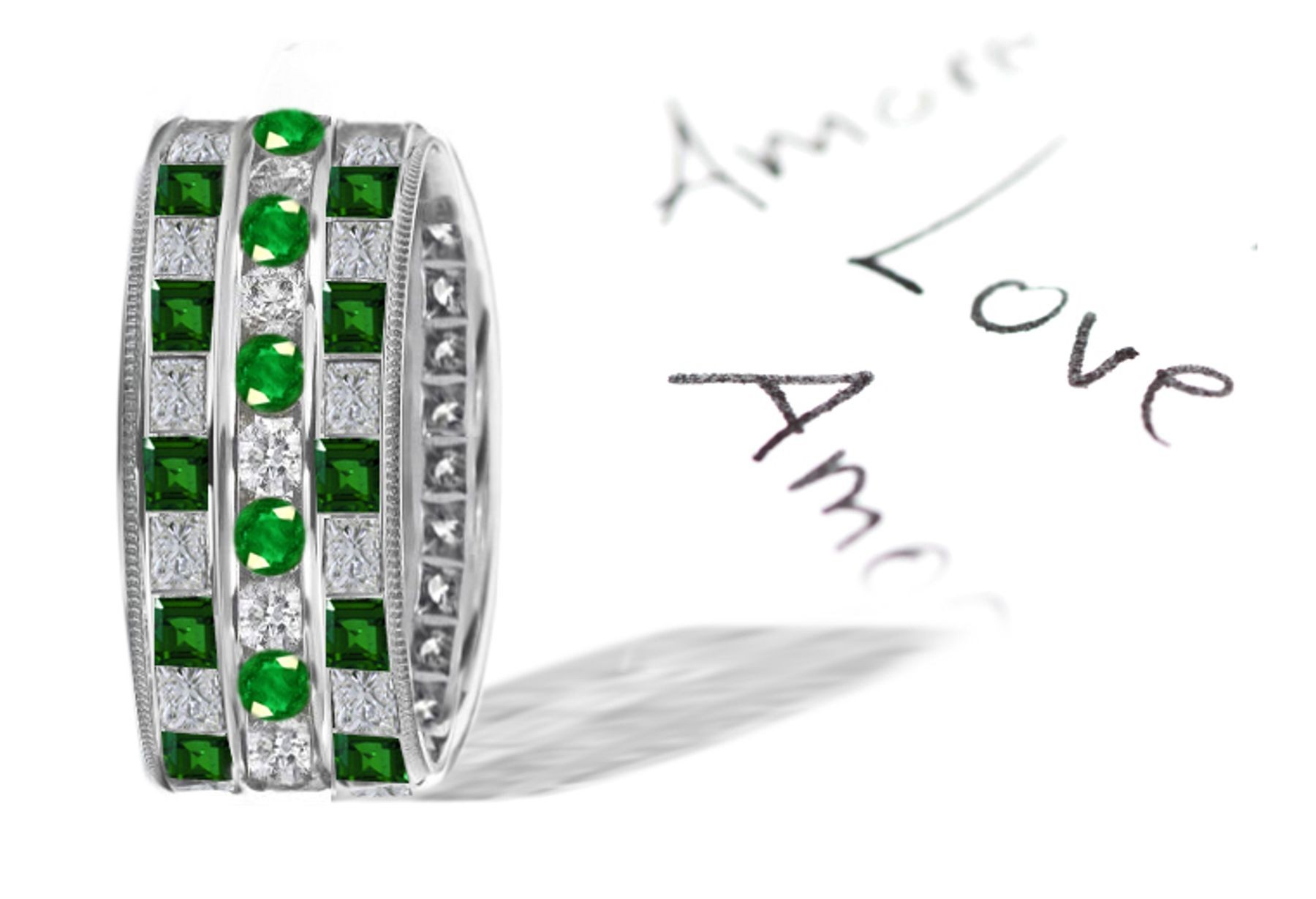 Stacked Diamond & Emerald Eternity Band