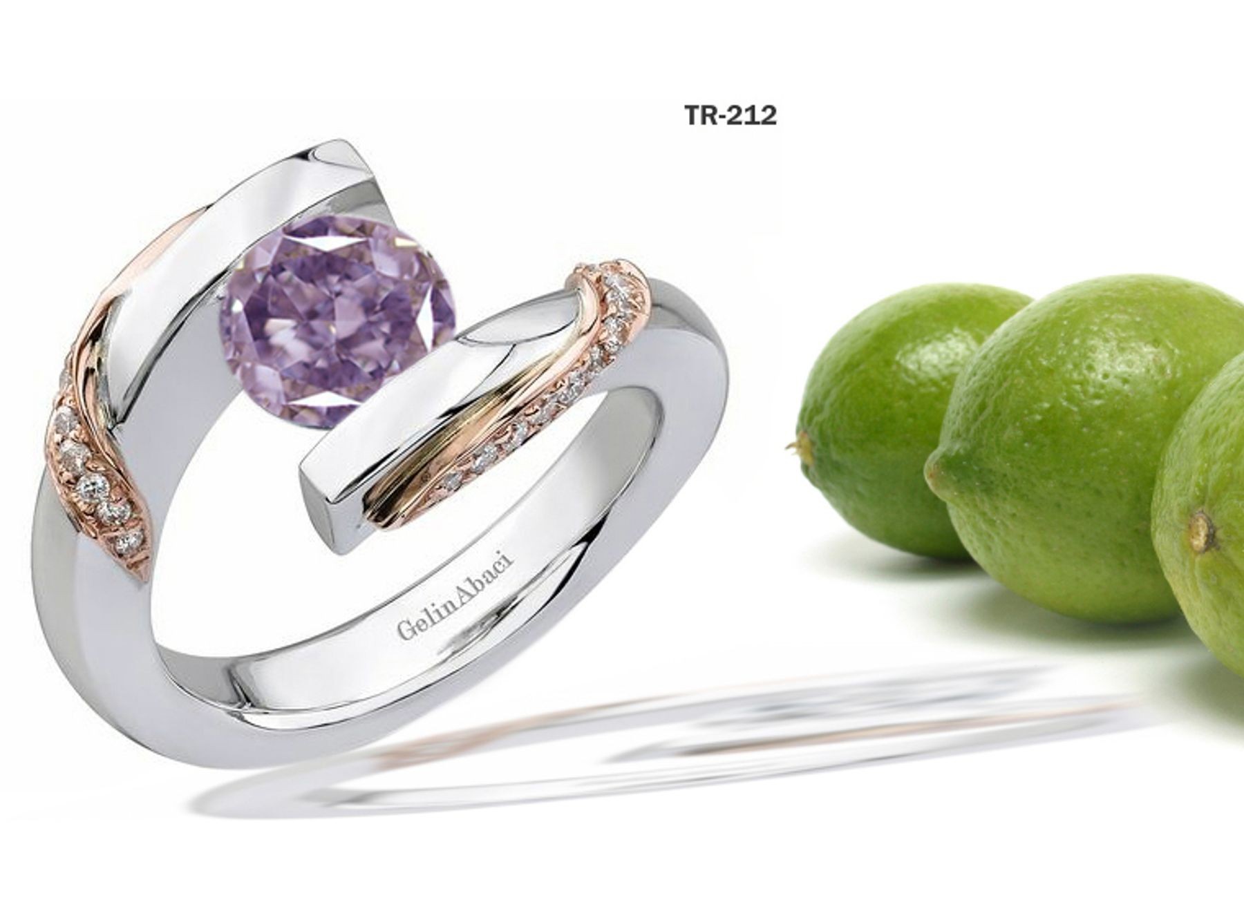 Platinum or Gold Fancy Color Pink Diamond Tension Set Tension Set Engagement Rings