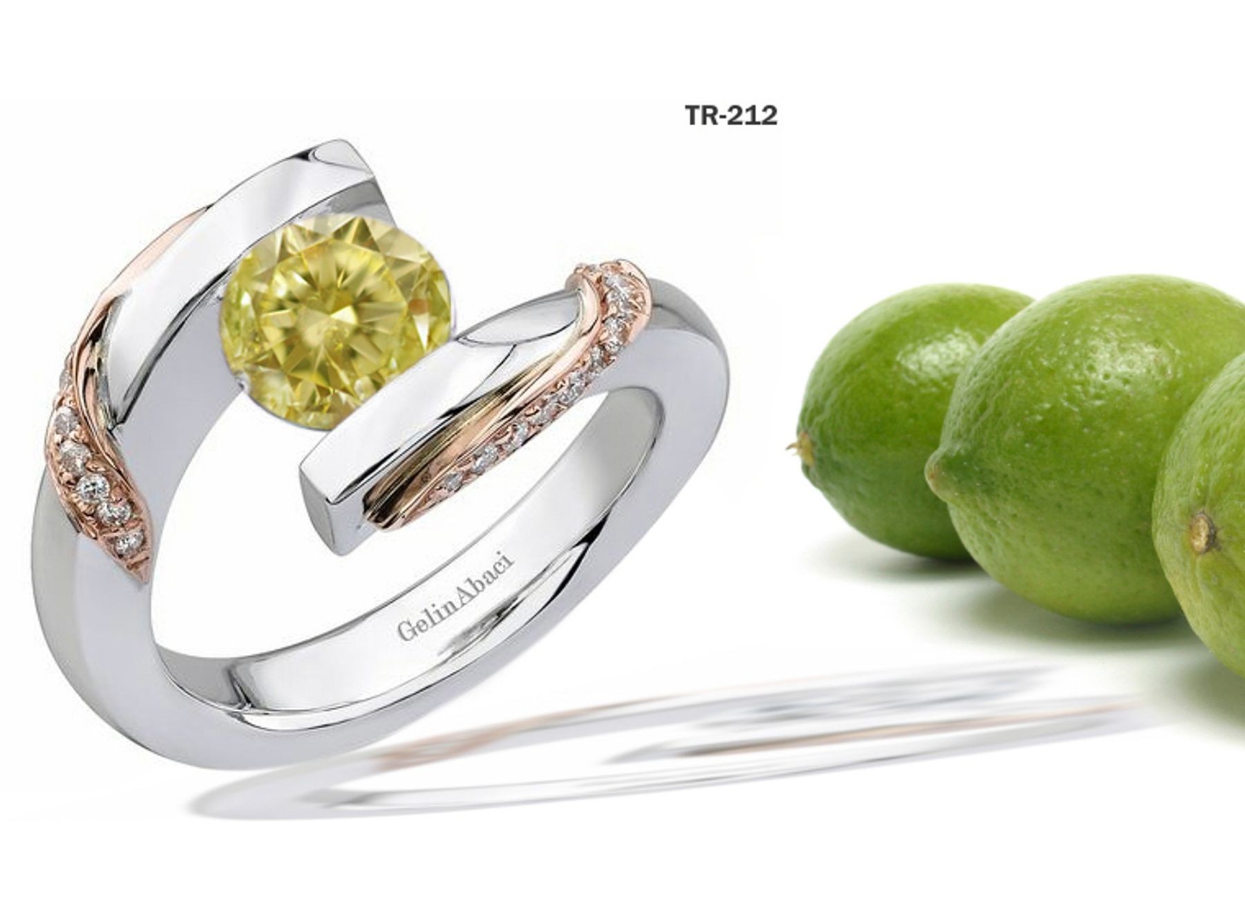 Platinum or Gold Fancy Color Yellow Diamond Tension Set Tension Set Engagement Rings