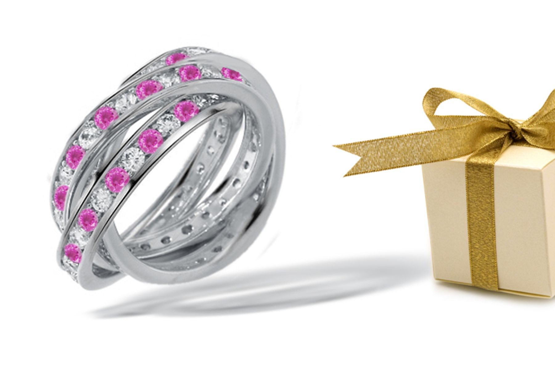 Diamond & Pink Sapphire Eternity Rings