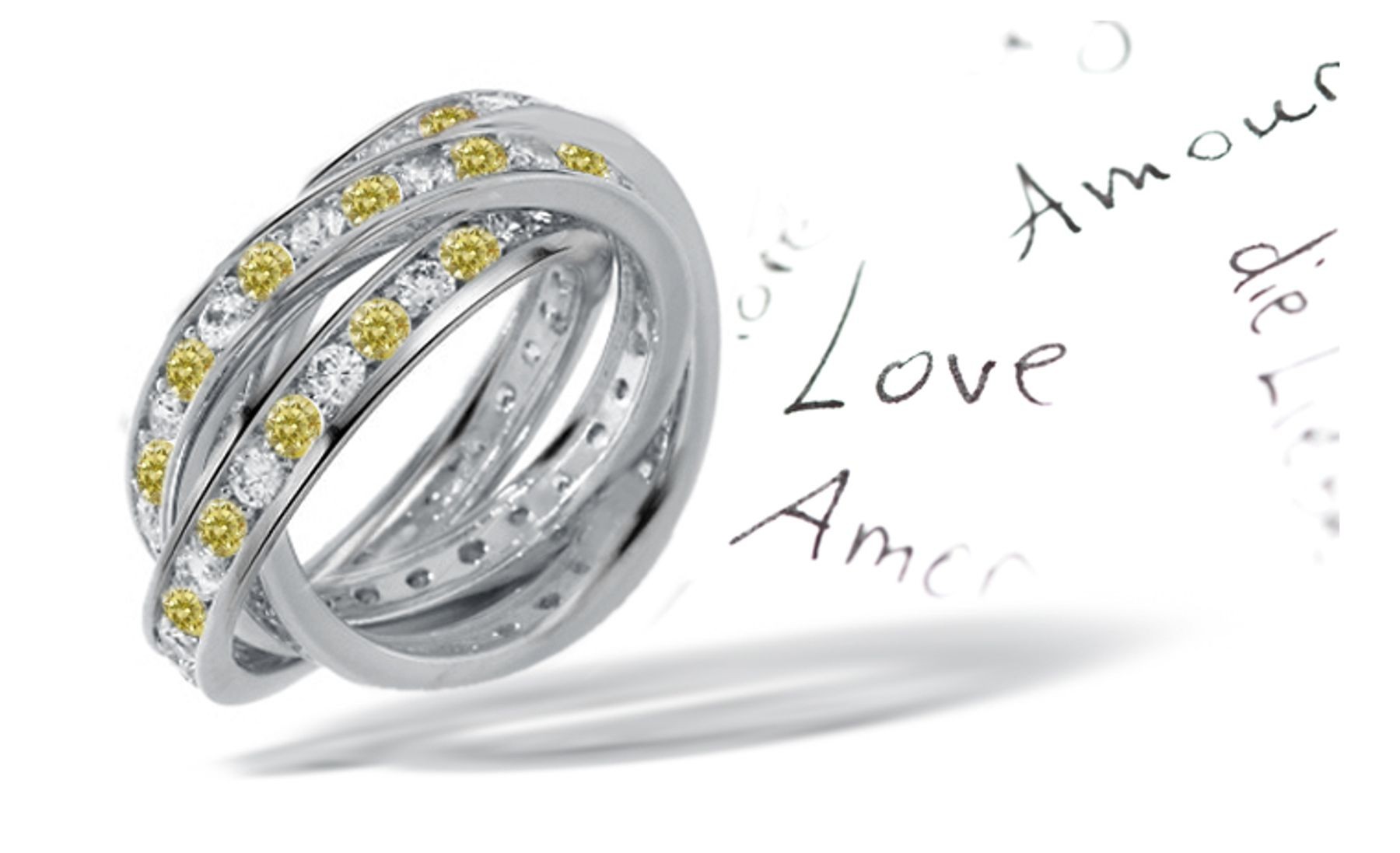 Premier Colored Diamonds Designer Collection - Yelllow Colored Diamonds & White Diamonds Fancy Yellow Diamond Eternity Rings