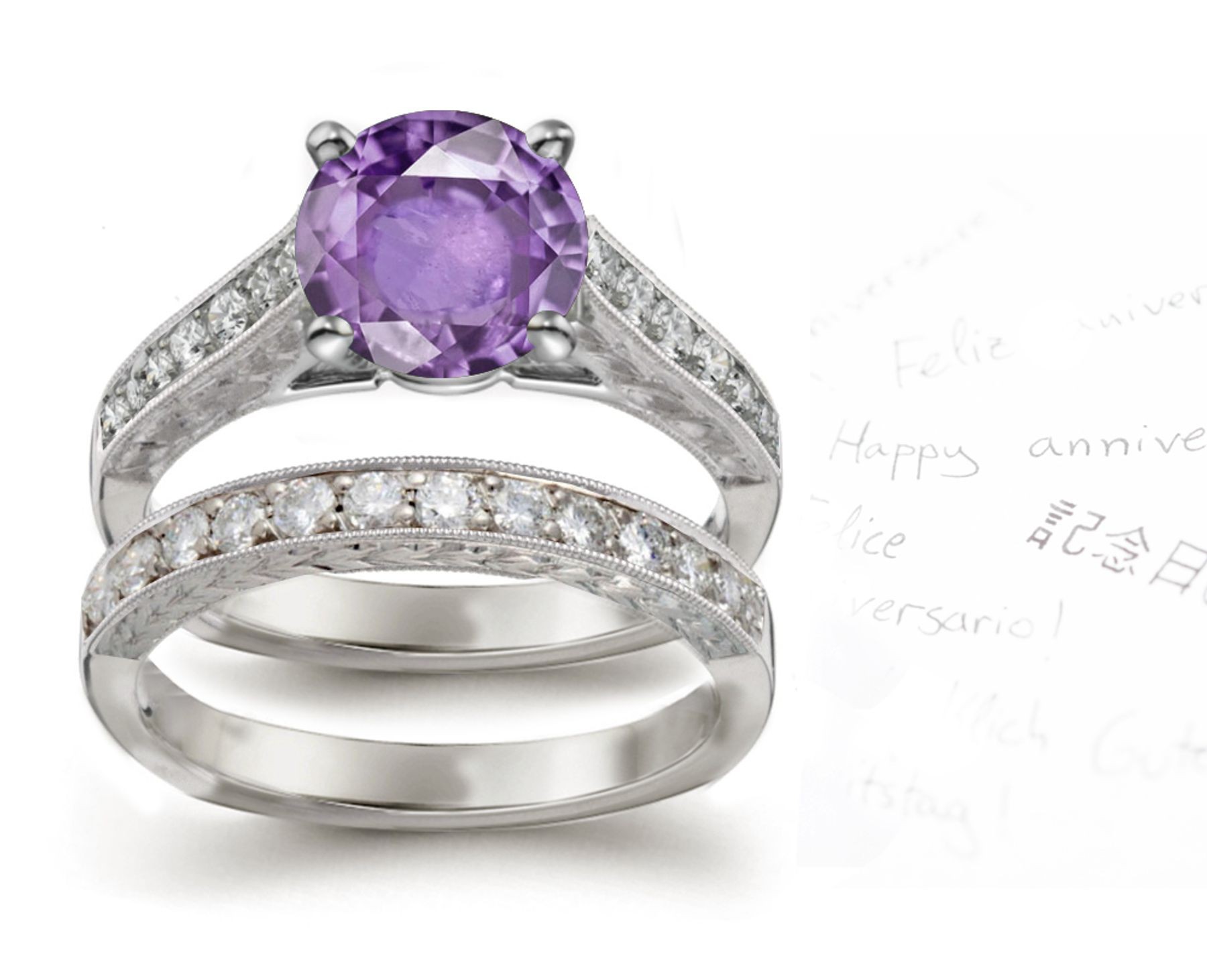 Very Popular For Long Purple Sapphire Ring With Diamonds