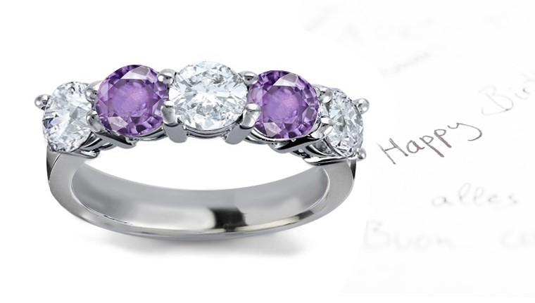 New Colored Pink Sapphire & Diamond Half Eternity Bands