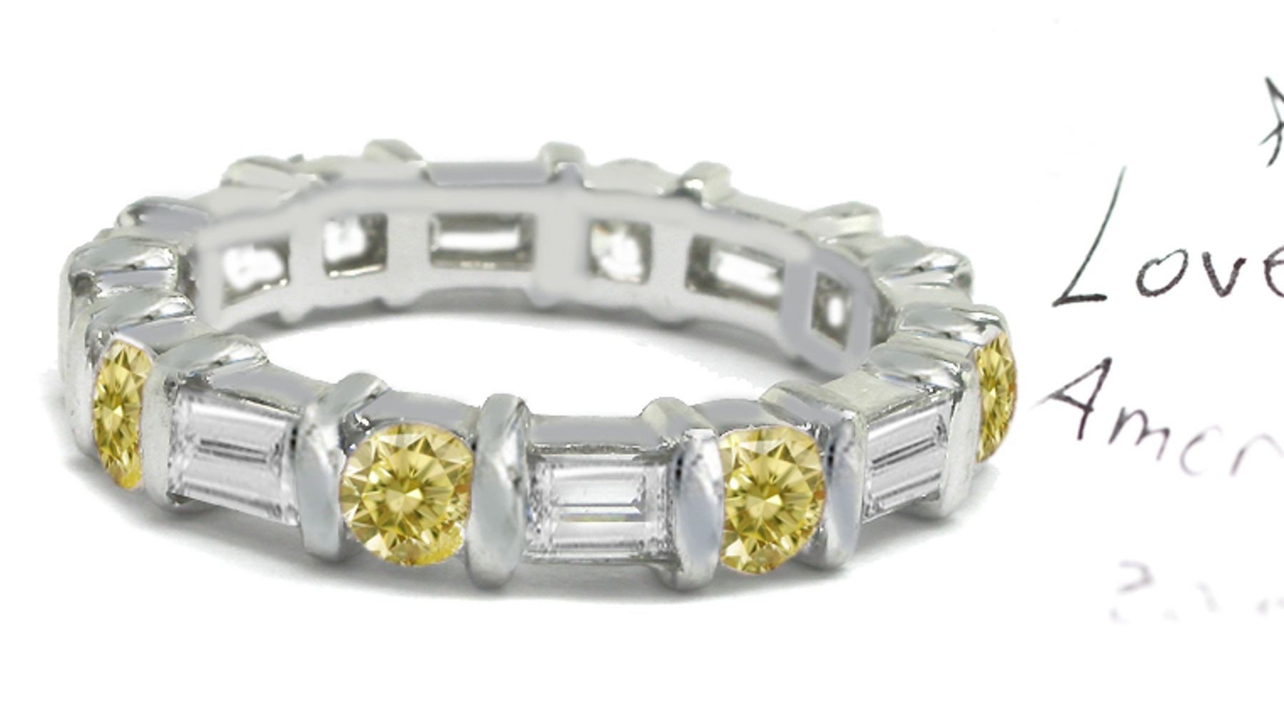 Premier Colored Diamonds Designer Collection - Yellow Colored Diamonds & White Diamonds Fancy Yellow Diamond Eternity Rings