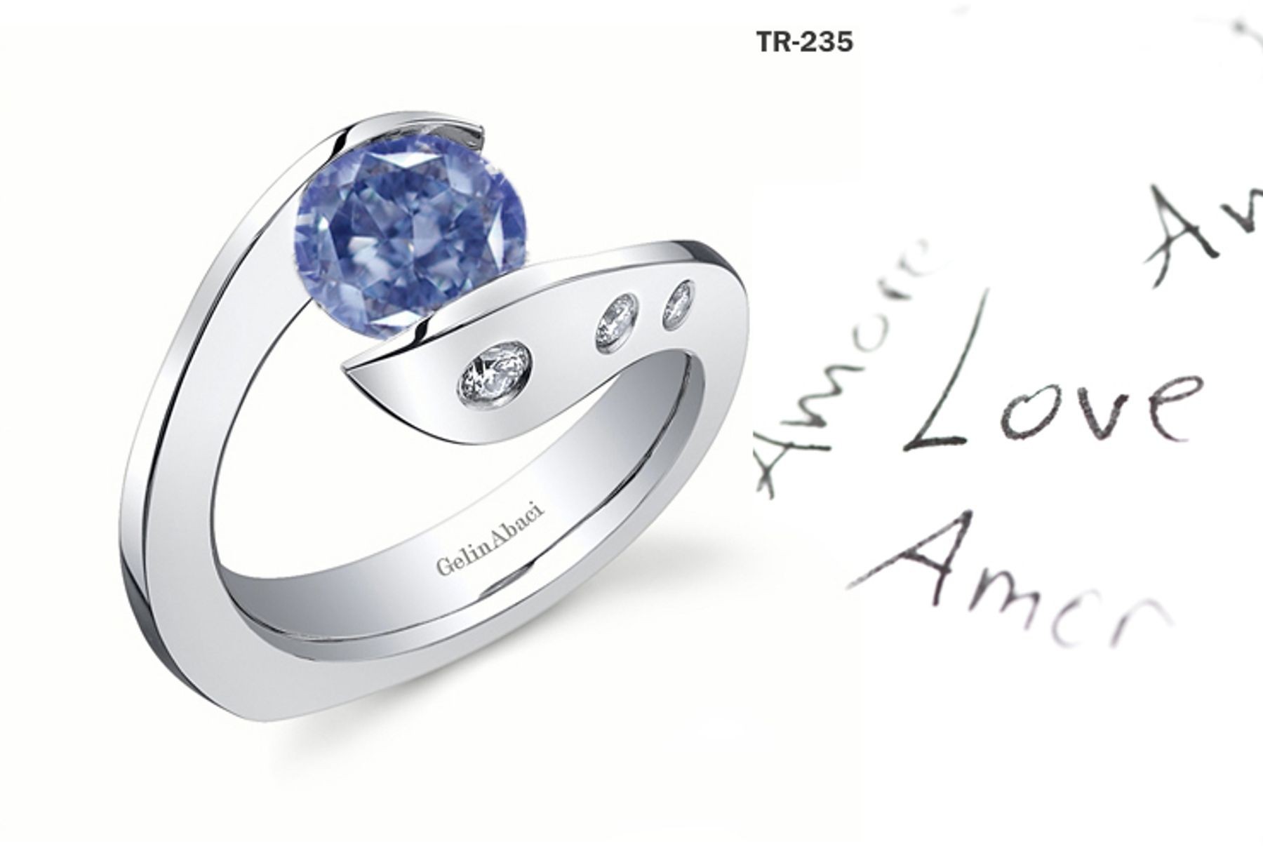 Exclusive Design Tension Set Jewelry: Tension Set Blue Diamond Rings