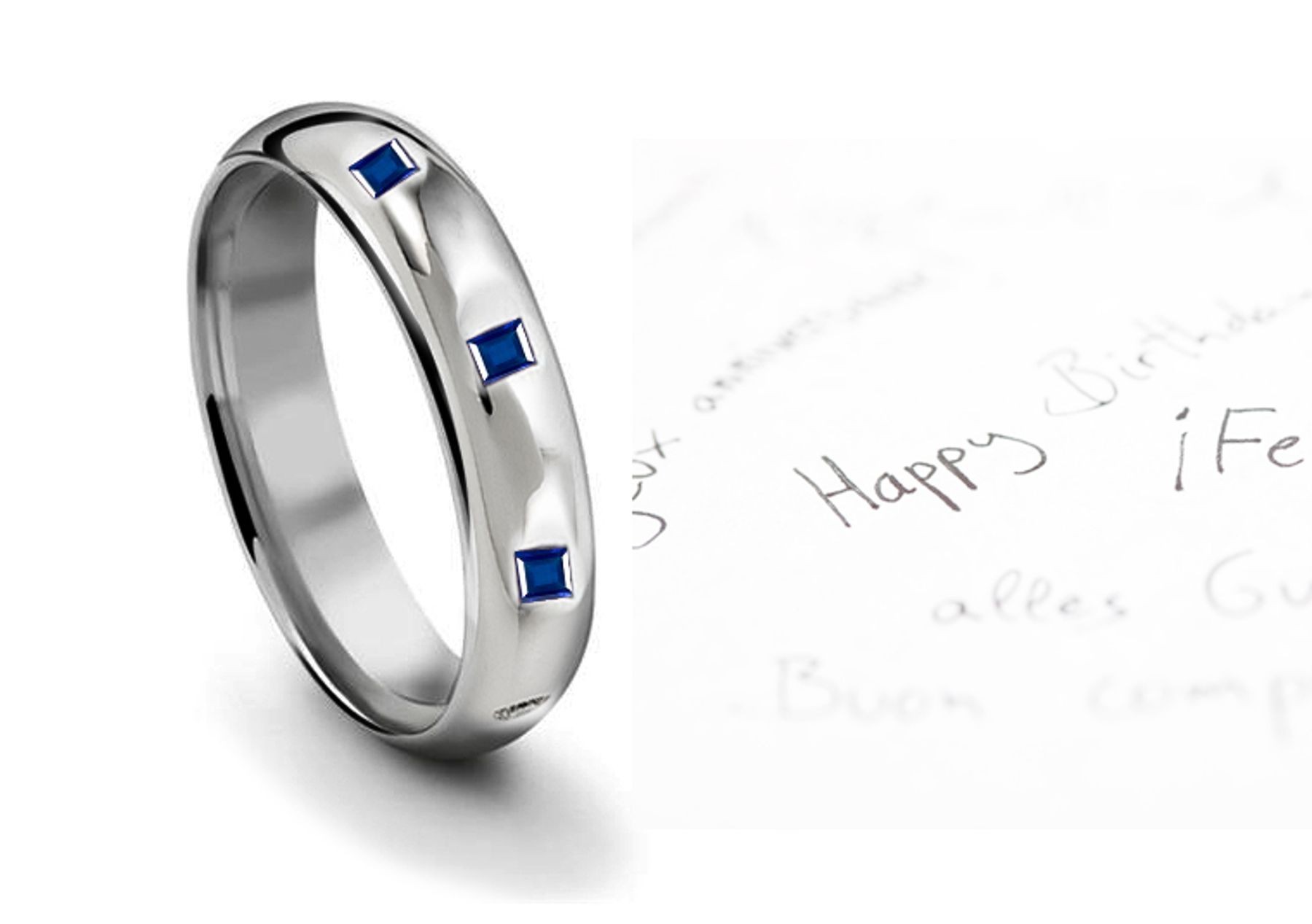 Burnish Round Blue Sapphire Eternity Ring