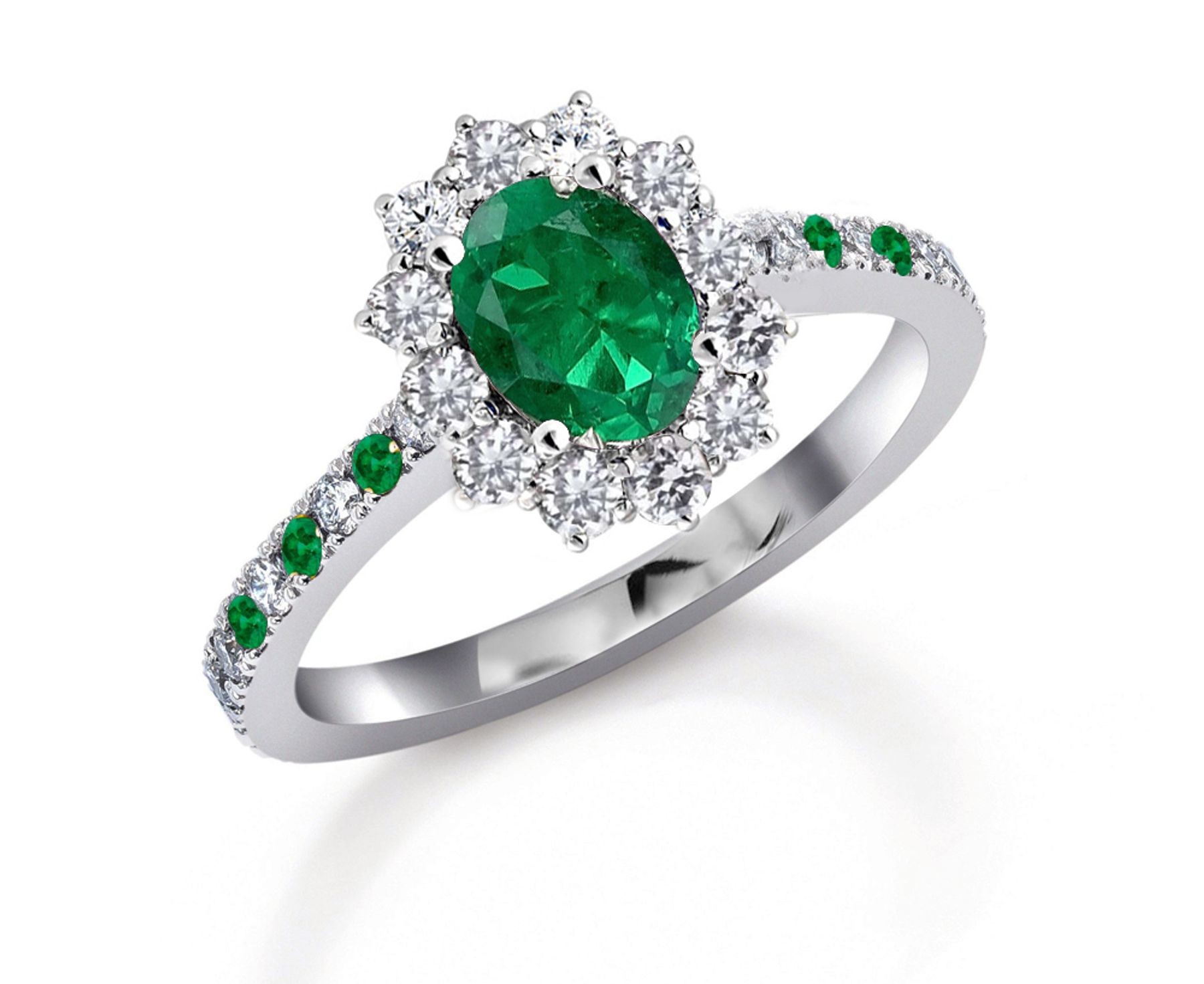Latest Collection: Nature Inspired Flower Bloom Green Emeralds & Diamonds Engagement Rings