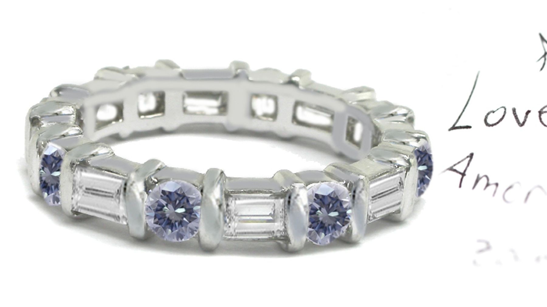 Premier Colored Diamonds Designer Collection - Voilet Colored Diamonds & White Diamonds Fancy Voilet Diamond Eternity Rings