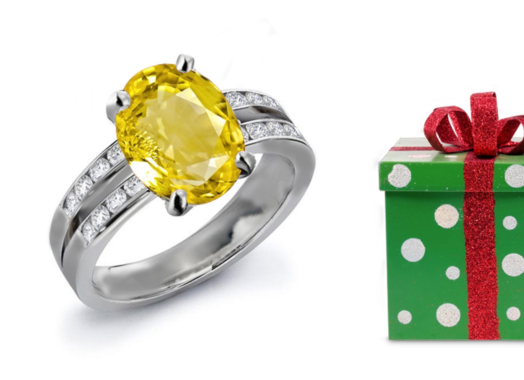 An Excellent: Premier Designer Yellow Sapphire & Diamond Engagement Ring