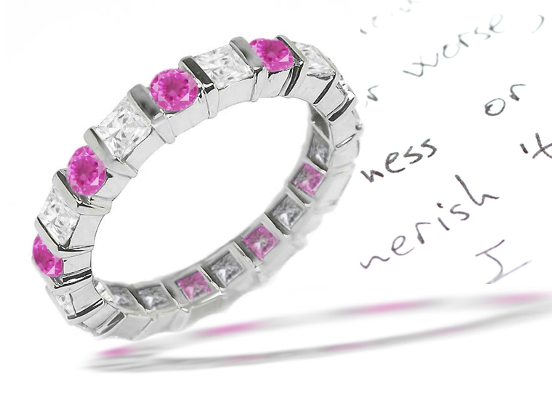 Diamond Pink Sapphire Eternity Rings