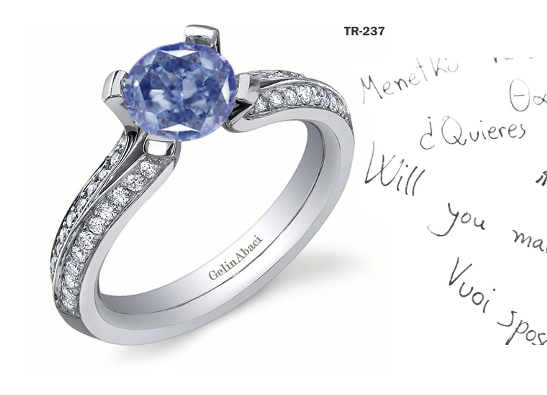 Exclusive Design Tension Set Jewelry: Tension Set Blue Diamond Rings