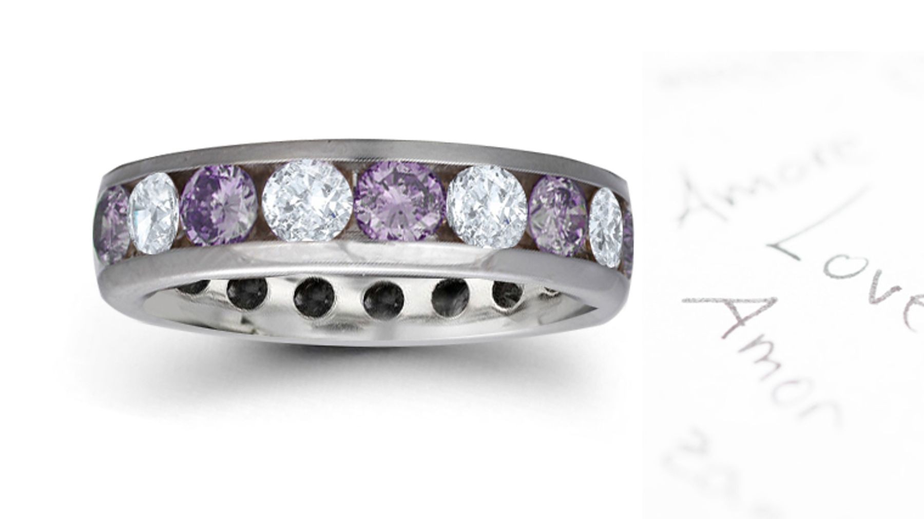 Designer Purple Diamond Wedding Bands