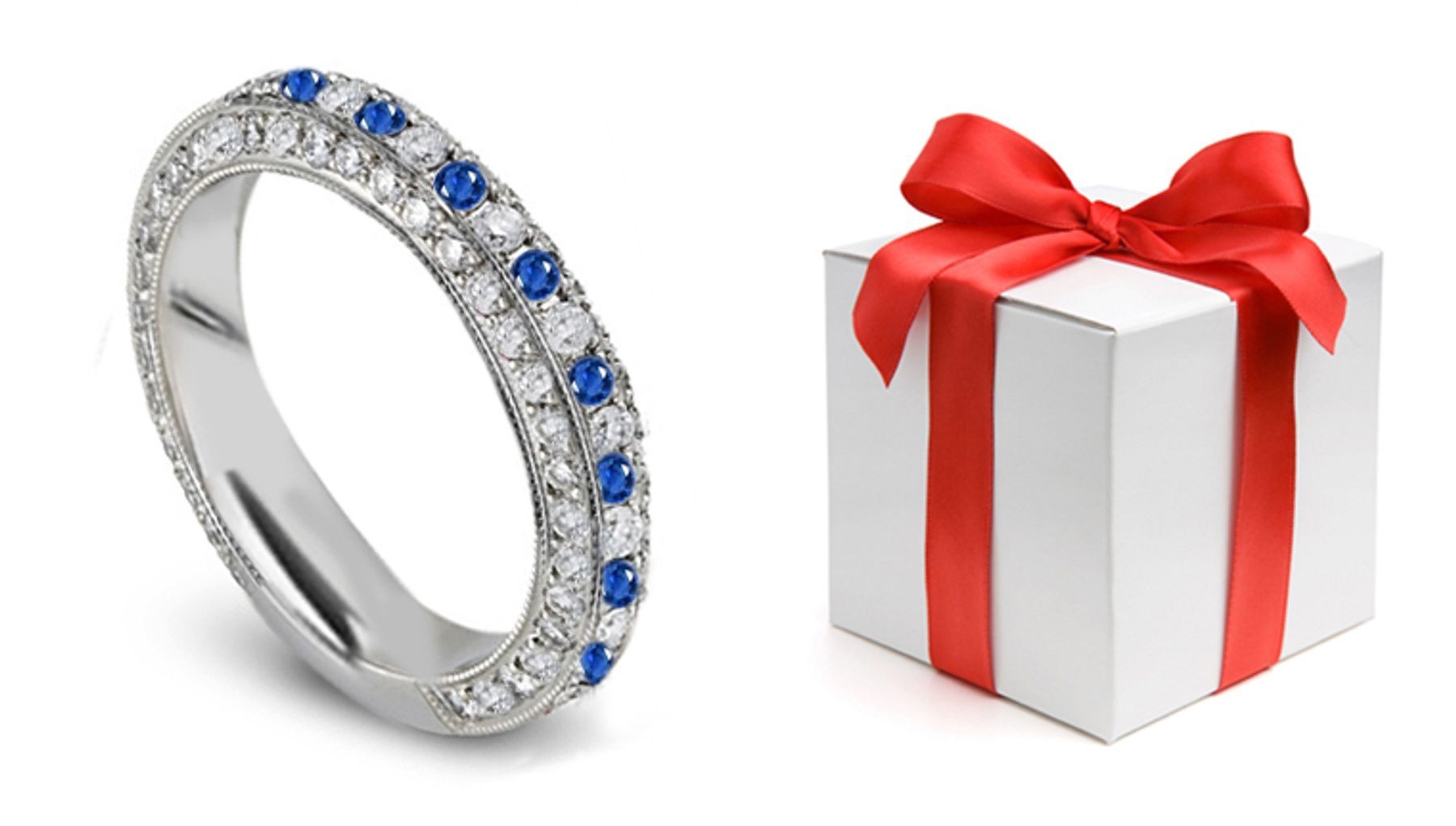 Micropavee Diamond & Sapphire Eternity Band