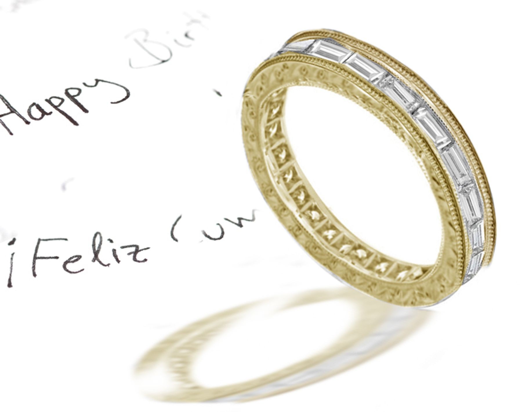 Stars in The Galaxy: This Hand Engraved Diamond Vintage Diamond Eternity Wedding Ring in Platinum