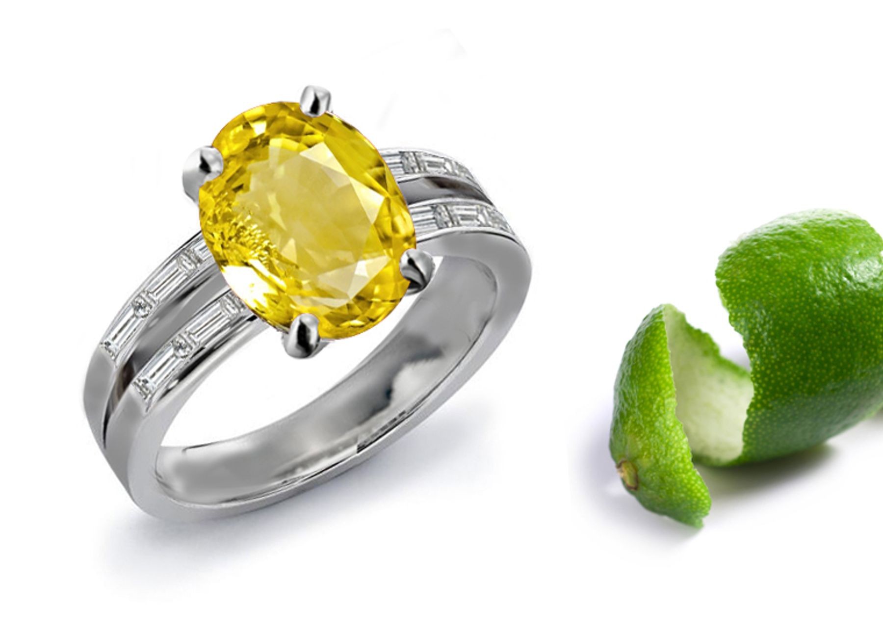 Amazing: Fine Designer Yellow Sapphire & Diamond Engagement Ring