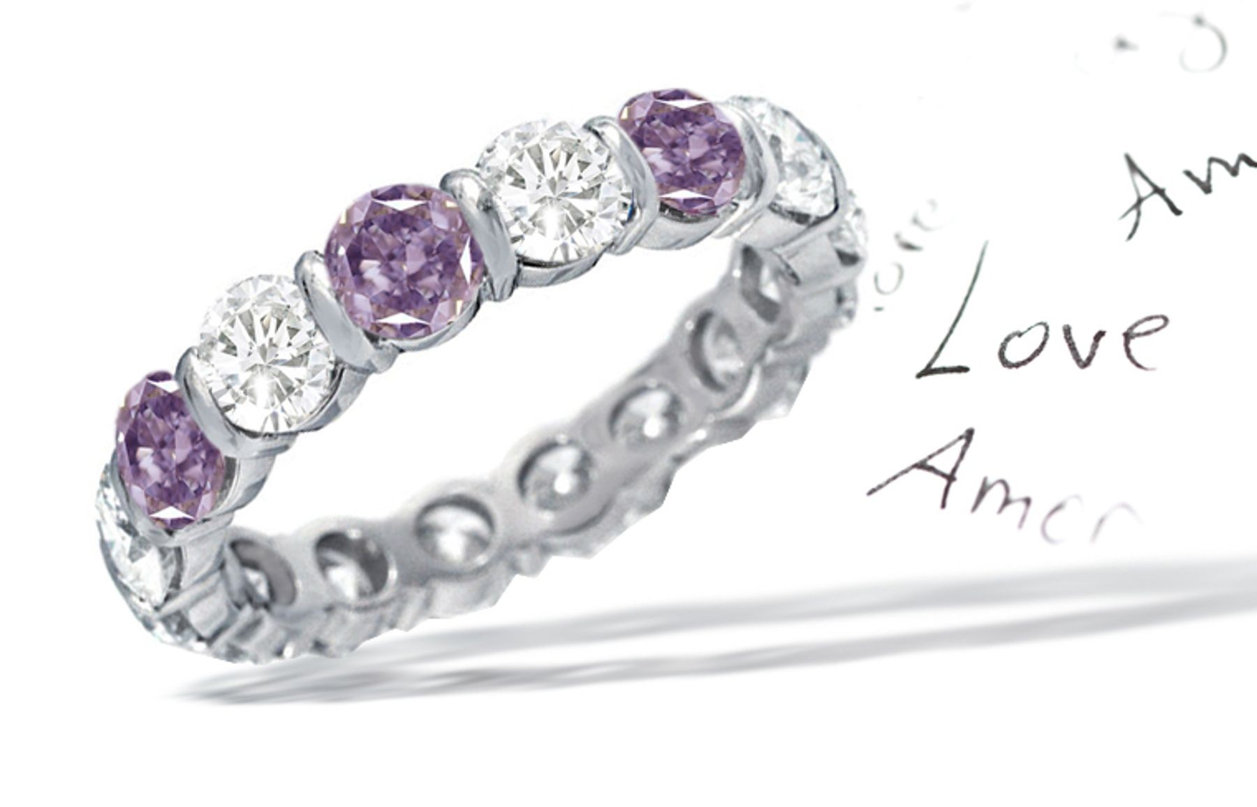 Premier Colored Diamonds Designer Collection - Pink Colored Diamonds & White Diamonds Fancy Pink Diamond Eternity Rings