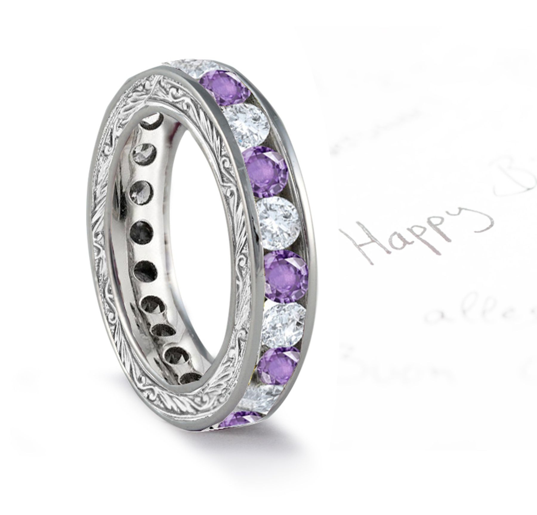 Top Rated Purple Sapphire & Diamond Wedding Bands