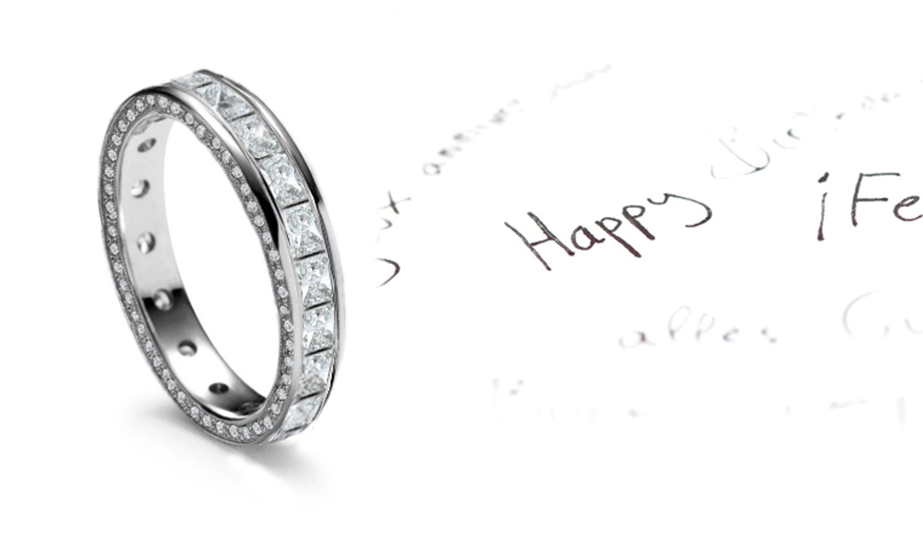 Purest Distillation: Modern Gold Princess Cut Diamond Wedding Ring Dressed in Love Diamonds