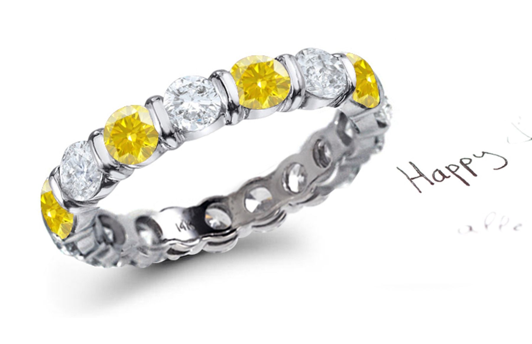 Premier Colored Diamonds Designer Collection - Yellow Colored Diamonds & White Diamonds Fancy Yellow Diamond Eternity Rings