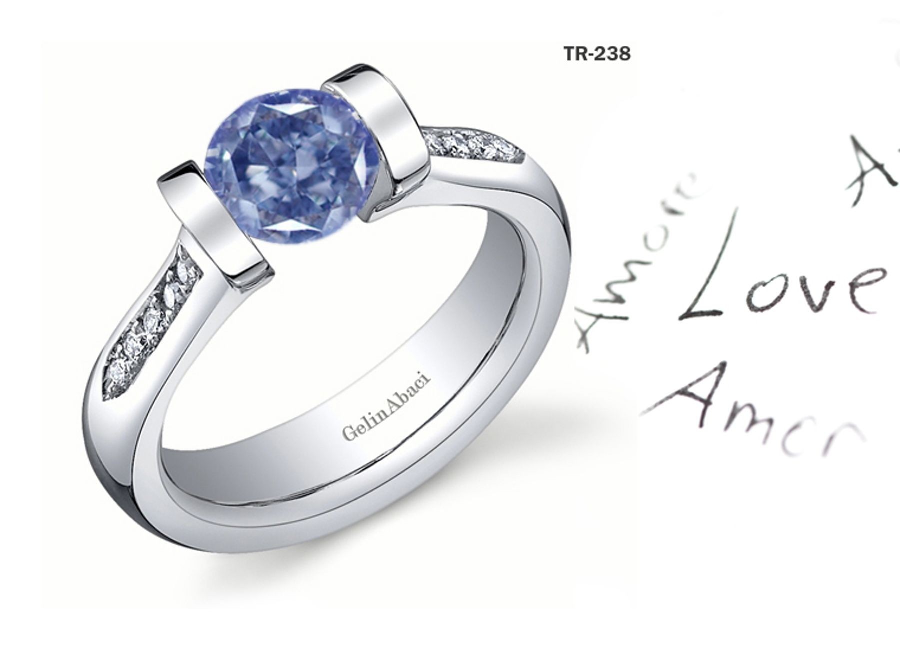 Exclusive Design Tension Set Jewelry: Tension Set Blue Diamond Rings