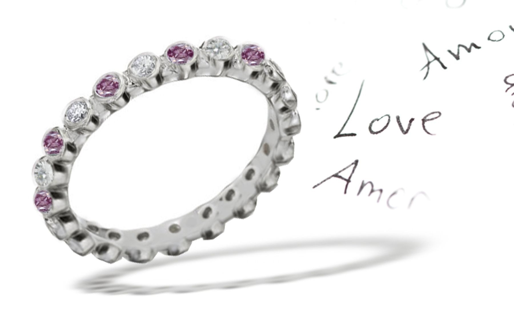 Premier Colored Diamonds Designer Collection - Pink Colored Diamonds & White Diamonds Fancy Pink Diamond Eternity Rings