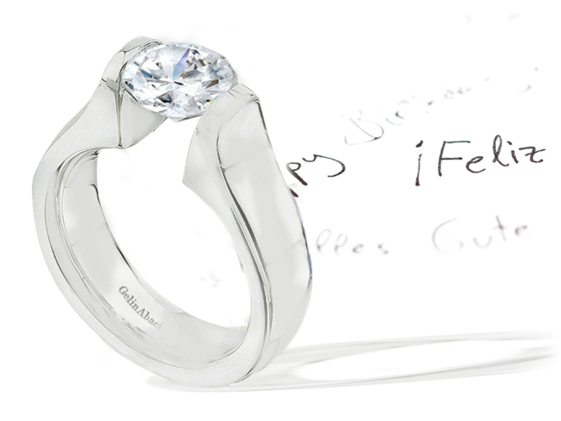 Gelin Abaci Tension Set Diamond Platinum Rings