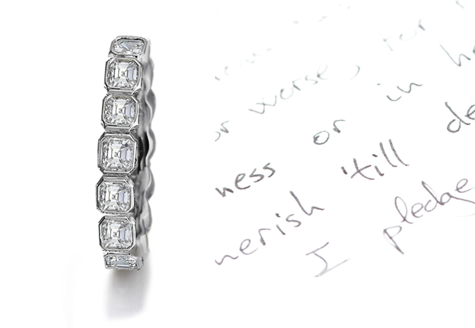 From The Heart: Asscher Cut Diamonds Precise Set in Octagonal Shaped Bezel 14k White Gold Settings