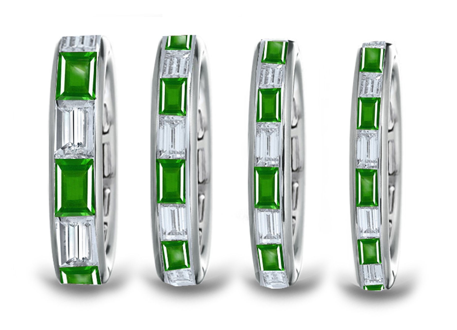 Coveted Gems: Baguette Emerald & Baguette Diamond Eternity Band