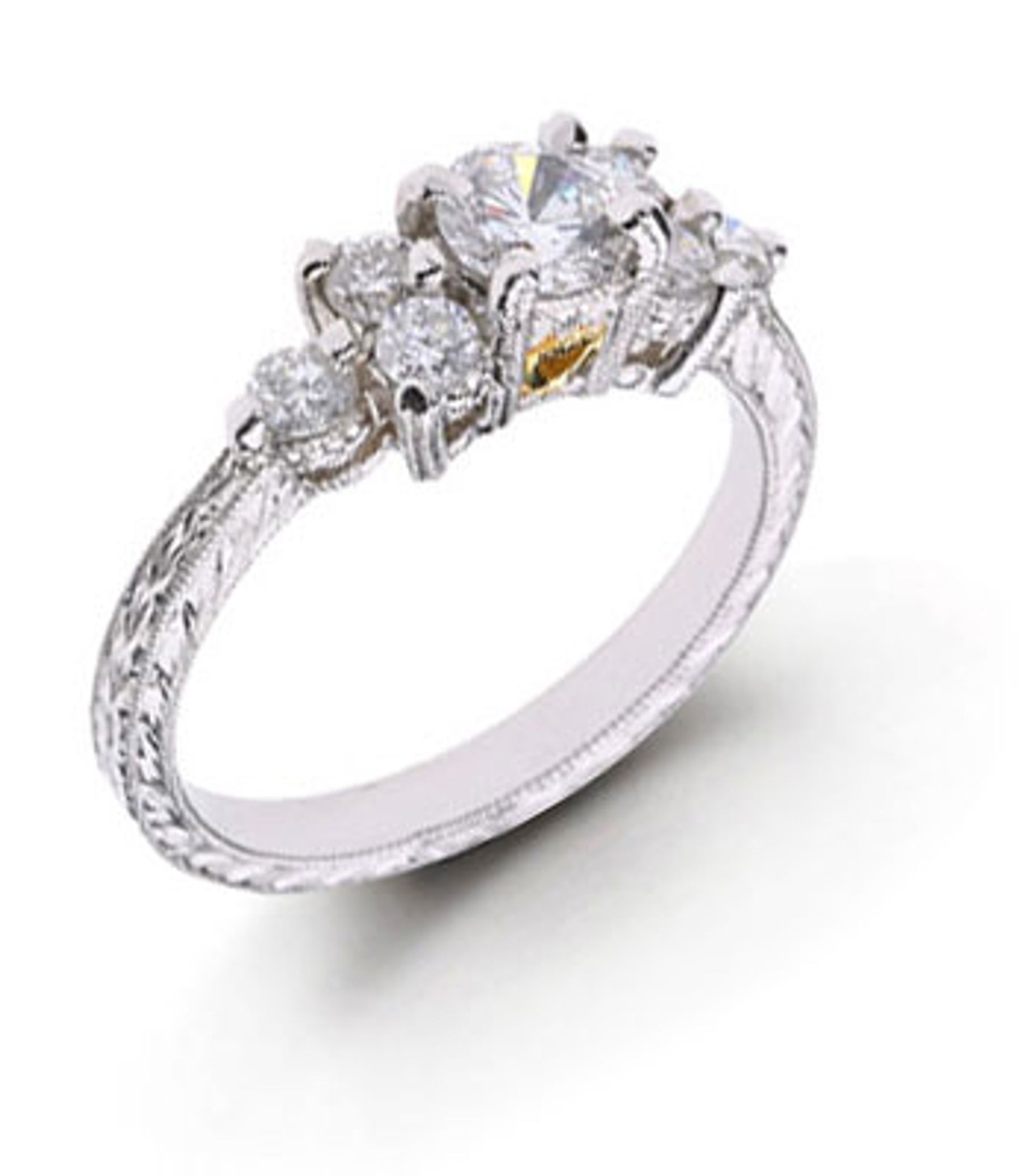 Platinum Hand Engraved Filigree. View Engagement Setting Wedding Bands