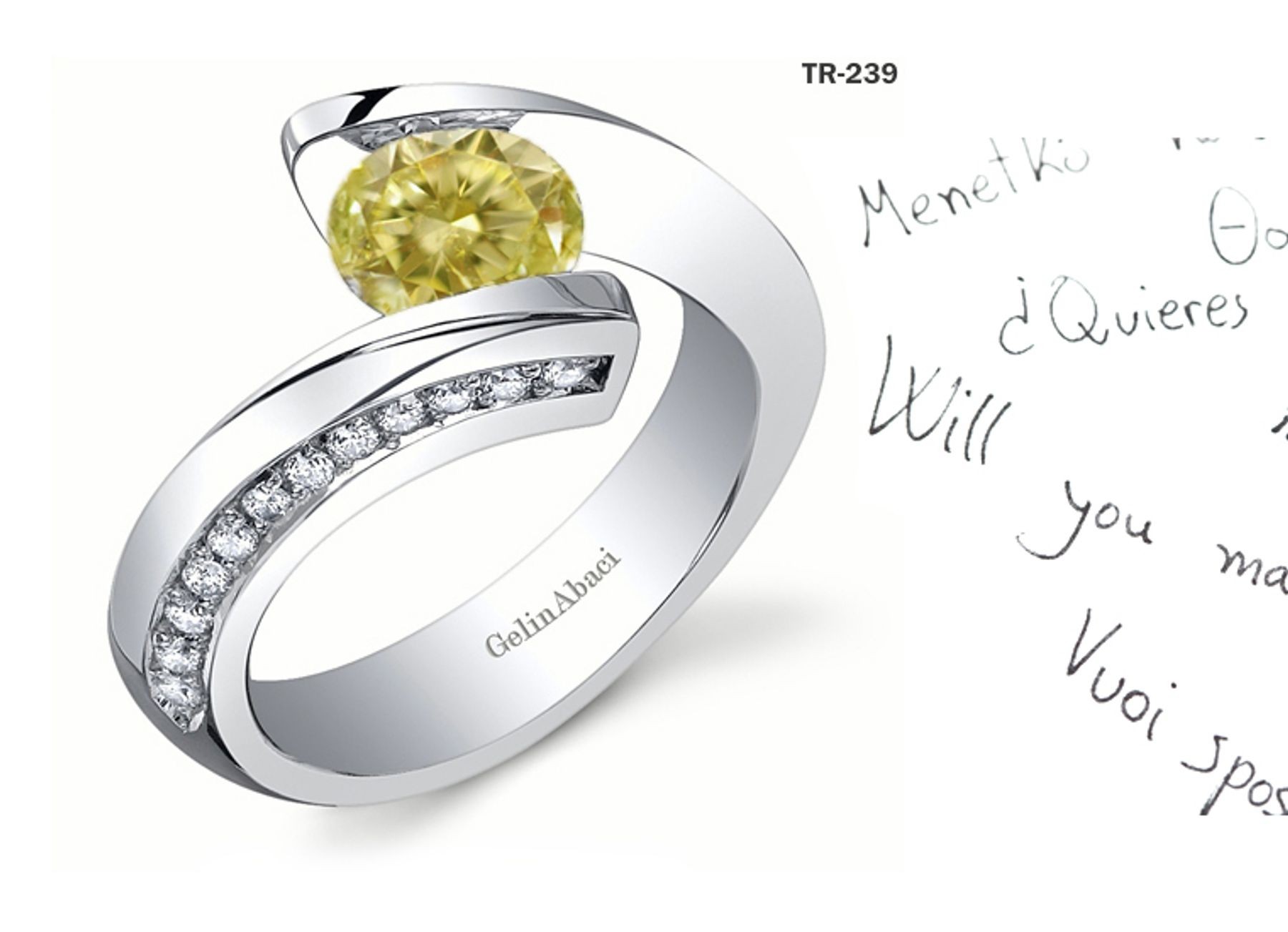 Exclusive Design Tension Set Jewelry: Tension Set Yellow Diamond Rings