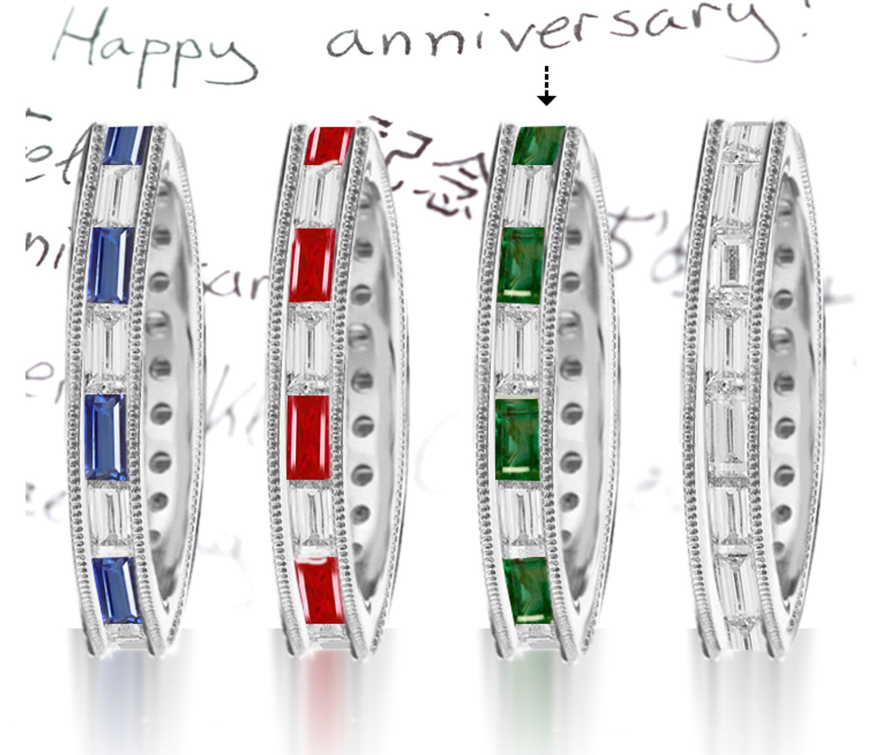 Precious Stones: Baguette Diamond & Emerald Eternity Band