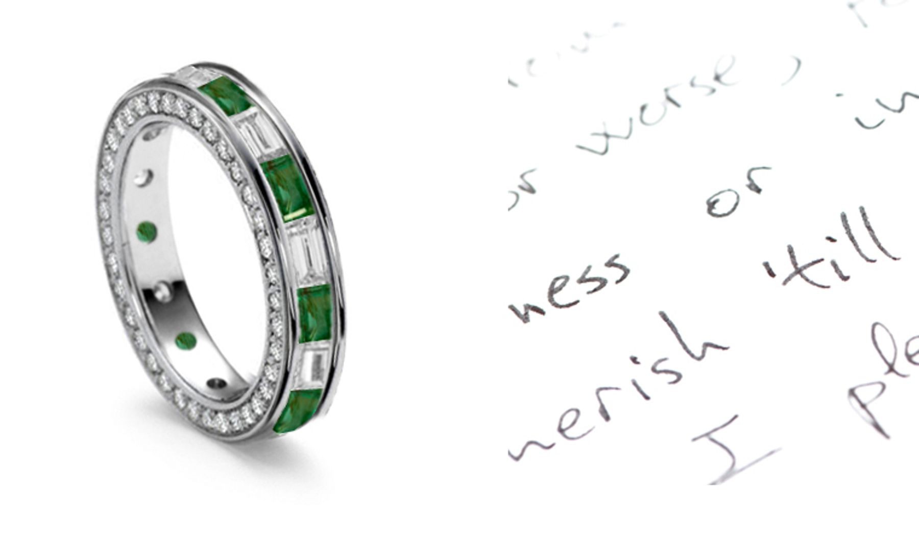 Pristine Virtues: Baguette Diamond Emerald Eternity Side Diamond Ring