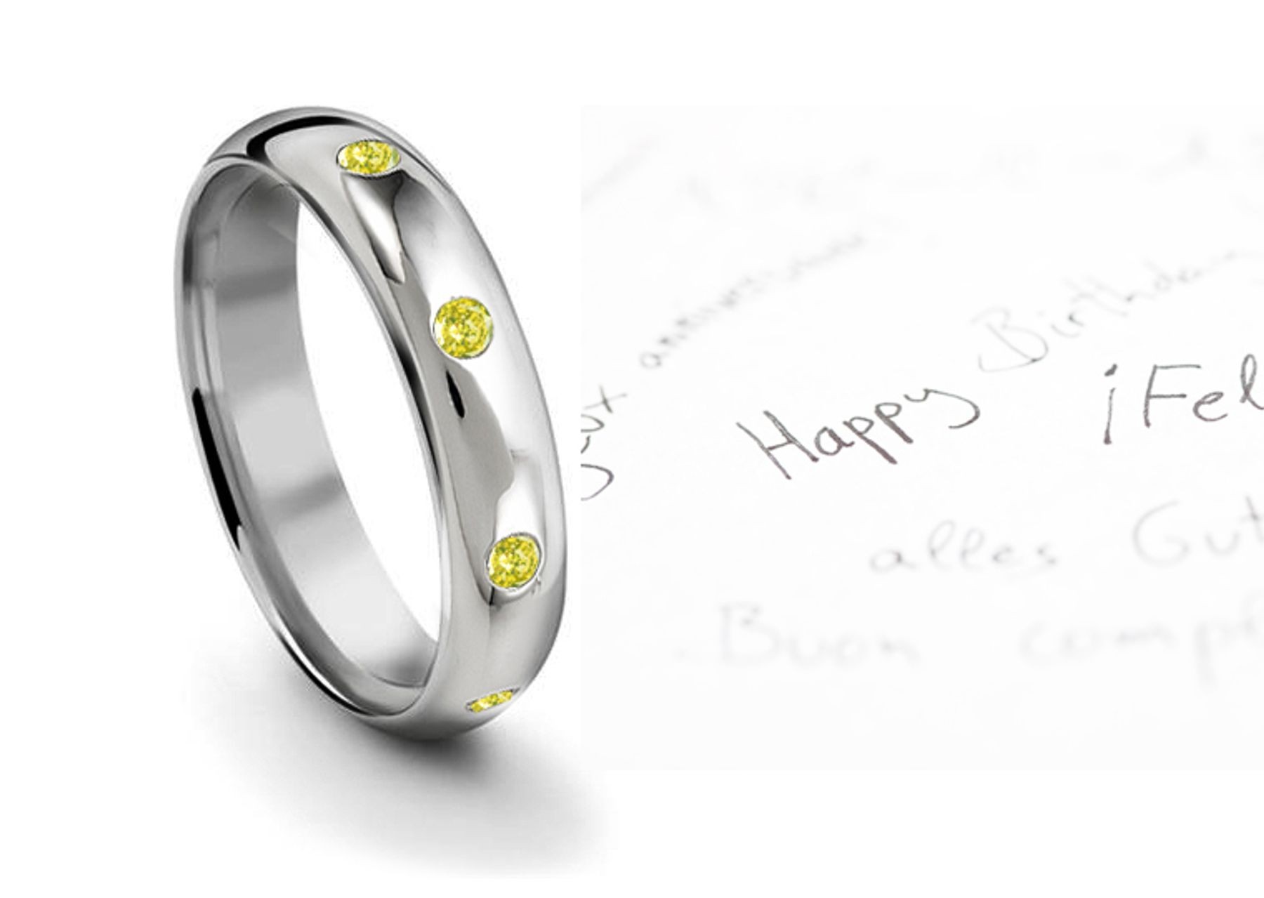 Burnish Round Yellow Diamond Eternity Ring