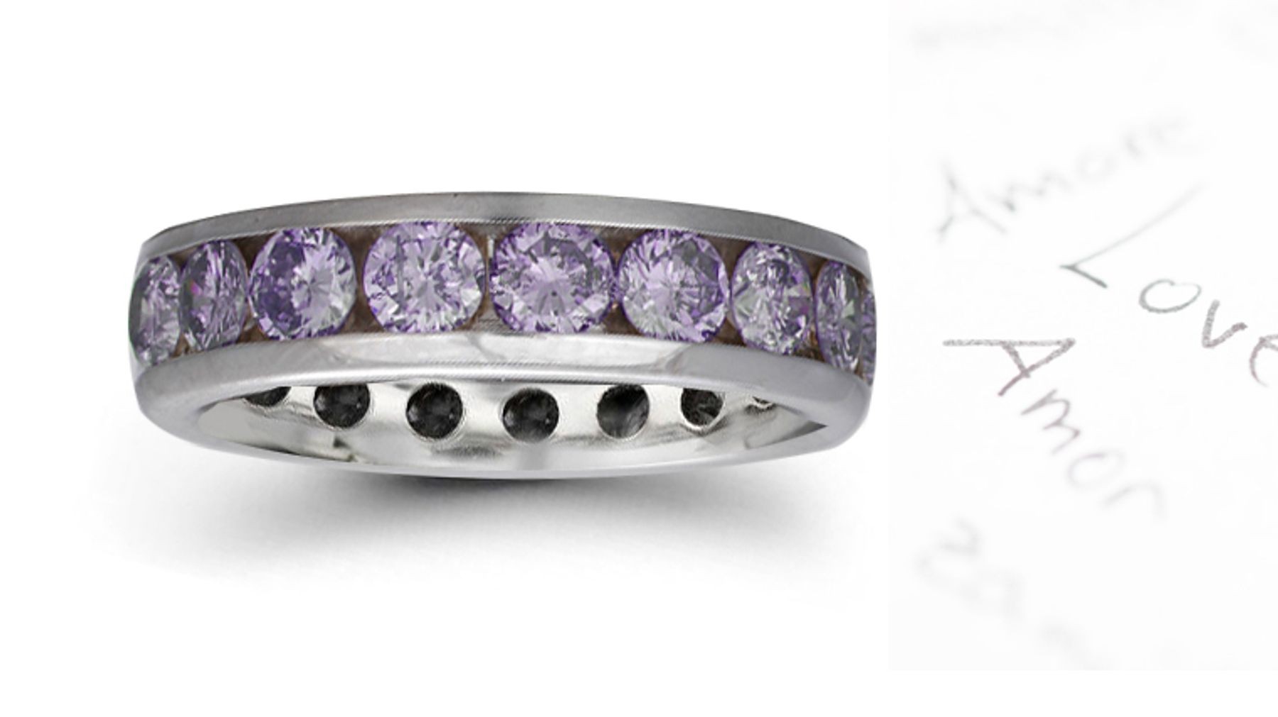 Designer Purple Diamond Wedding Bands