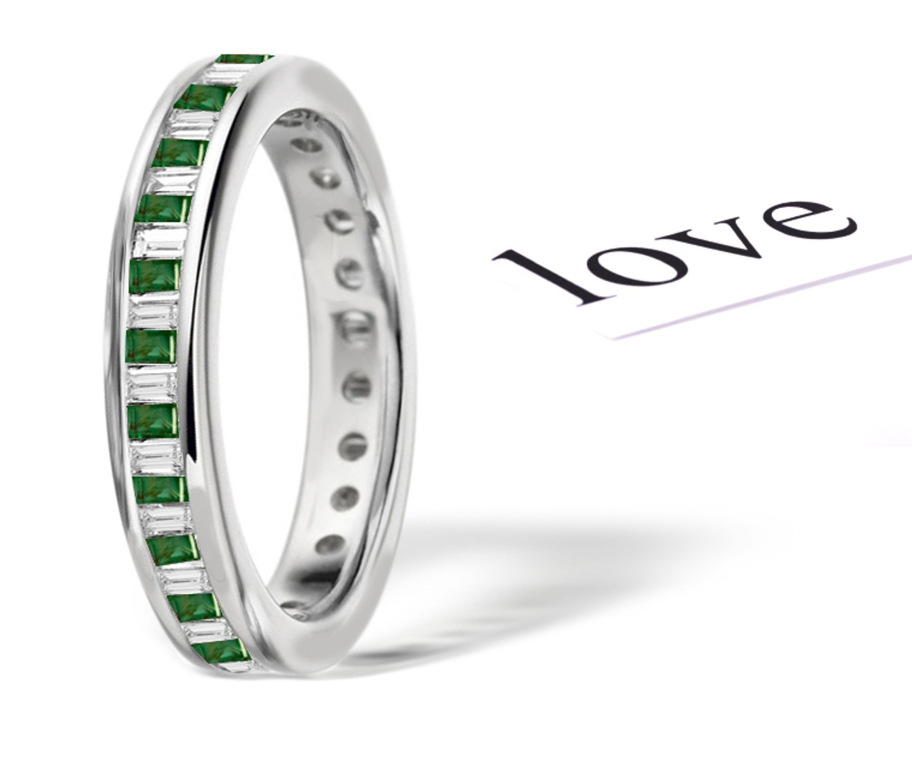 Classic Baguette Emerald & Diamond Eternity Band