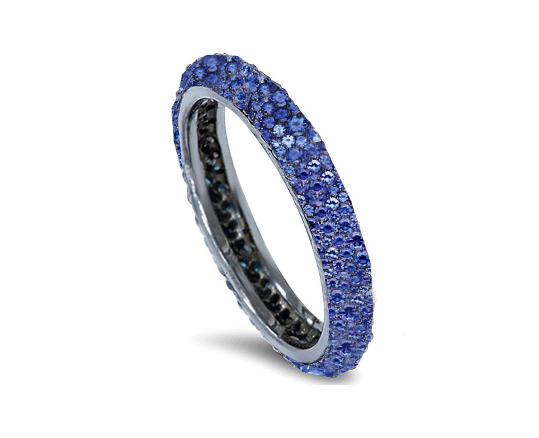 Delicate Women's Eternity Rings Featuring Blue Sapphires & Diamonds in Precision Micro pave Settings