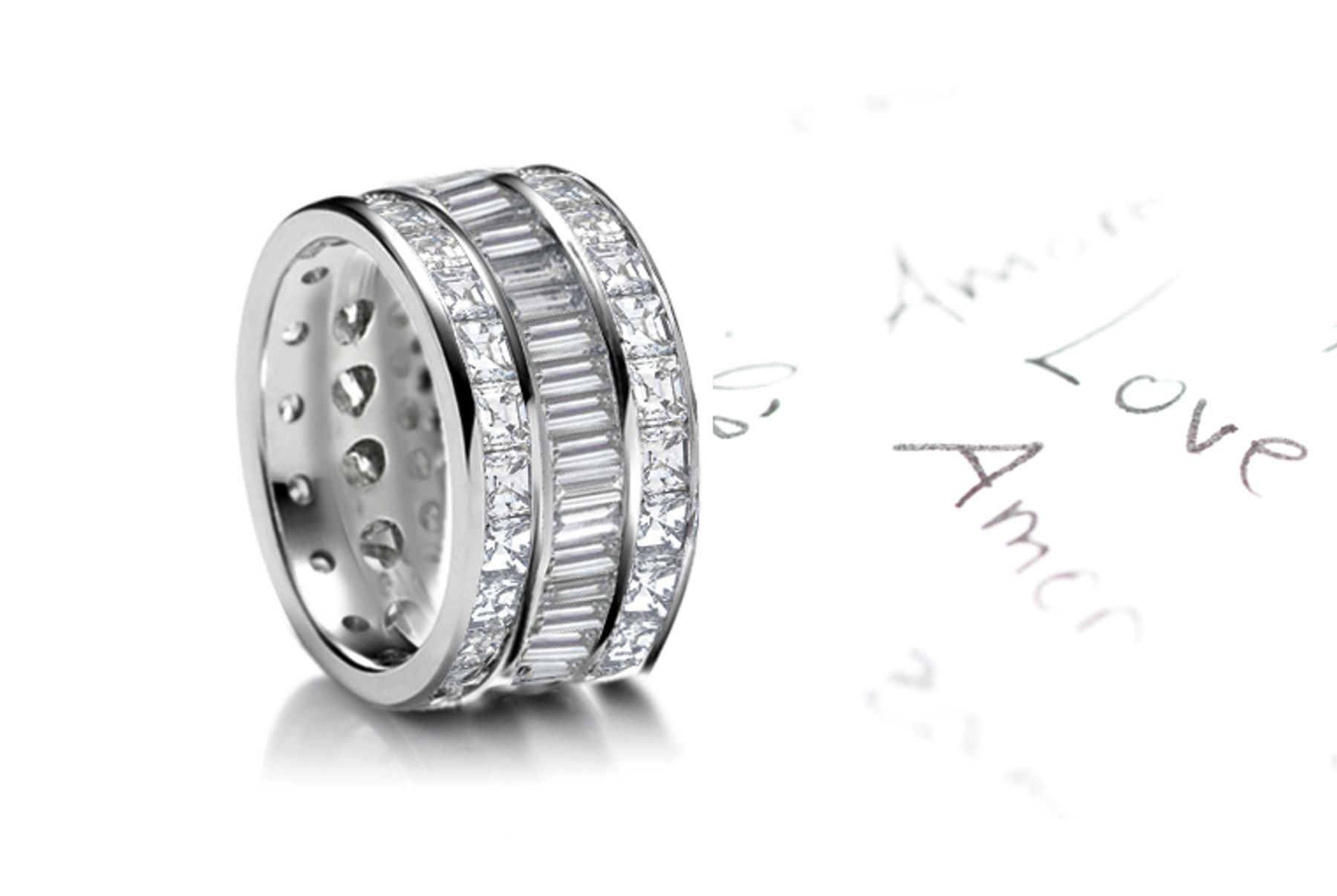 Asscher Cut & Round Diamond Triology Ring