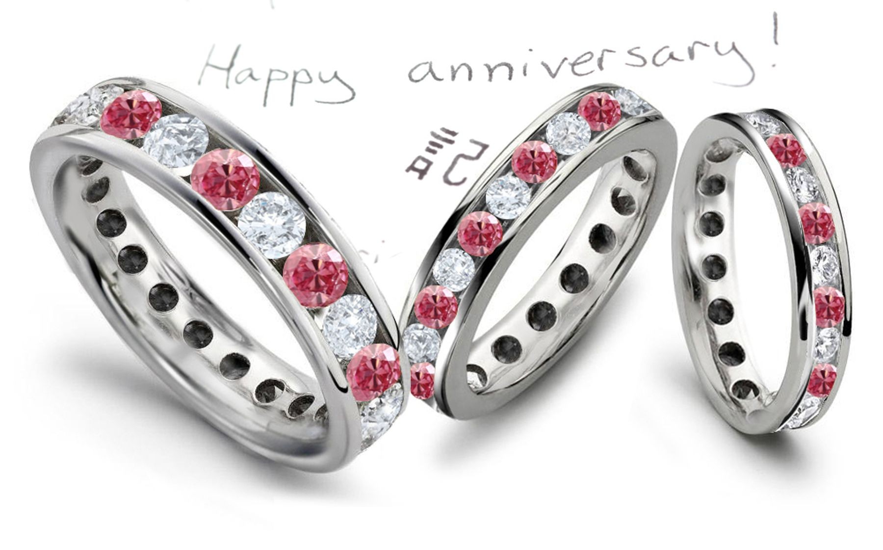 Round Pink Diamond & White Diamond Eternity Bands