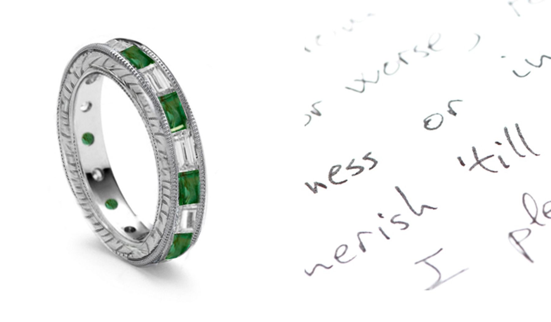Unrepeatable: Baguette Diamond Emerald Eternity Wedding Ring